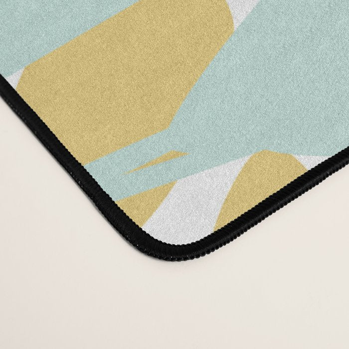 Floral Prints, Leaves and Blooms, Yellow, Gray and Aqua Desk Mat Gallery Image 4