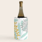 Floral Prints, Leaves and Blooms, Yellow, Gray and Aqua Wine Chiller Gallery Image 1