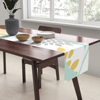 Floral Prints, Leaves and Blooms, Yellow, Gray and Aqua Table Runner Gallery Image 2