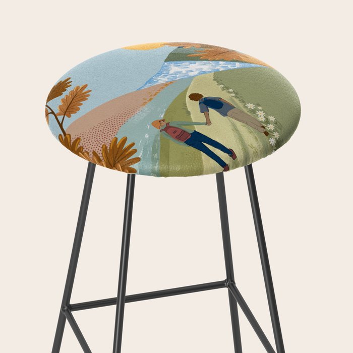 Couple Hiking Through colorful landscape Stool Gallery Image 2