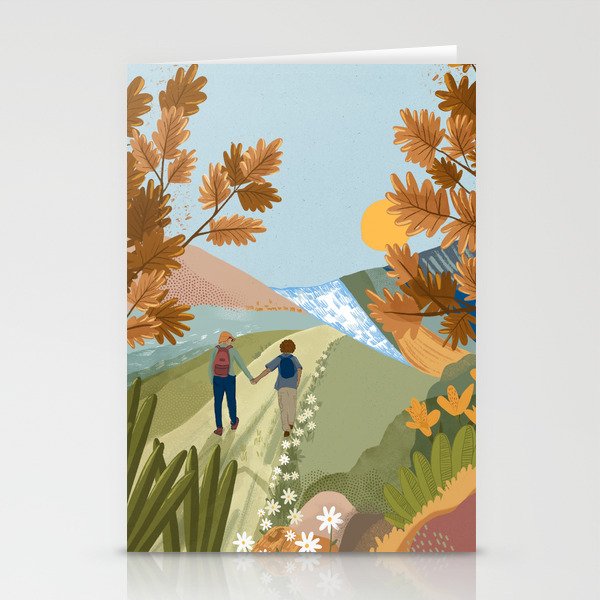 Couple Hiking Through colorful landscape Stationery Card Gallery Image 2