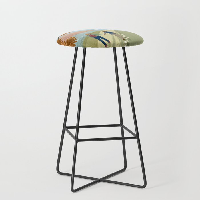 Couple Hiking Through colorful landscape Stool Gallery Image 1