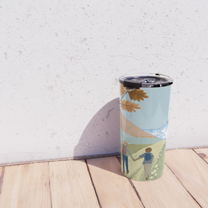 Couple Hiking Through colorful landscape Travel Mug Gallery Image 4
