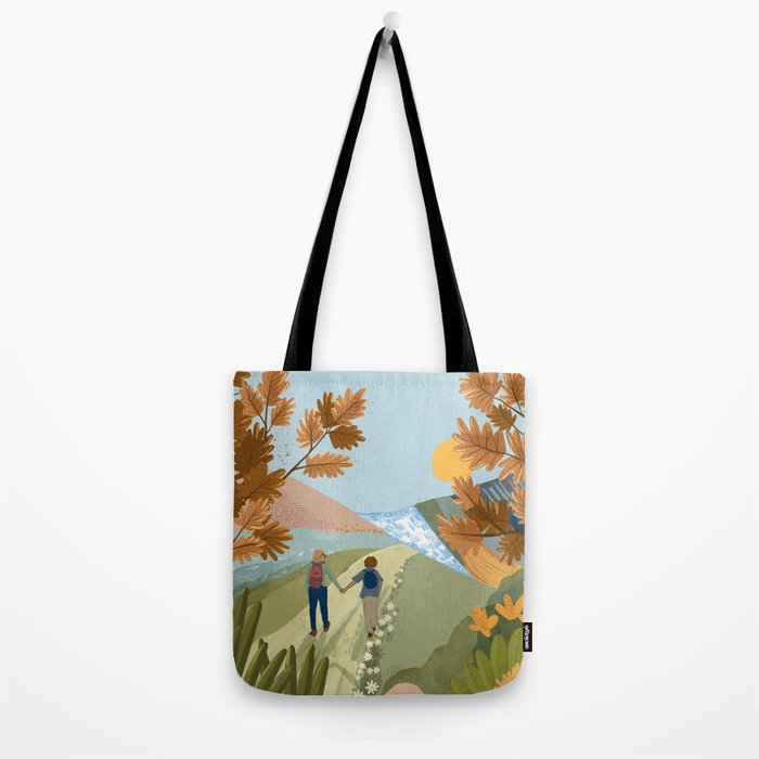 Couple Hiking Through colorful landscape Tote Bag Gallery Image 2