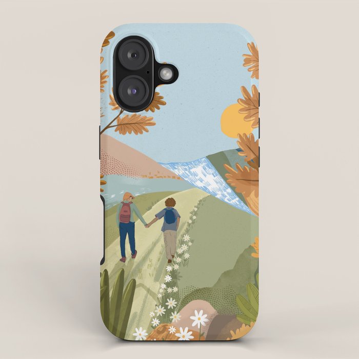 Couple Hiking Through colorful landscape iPhone Case Gallery Image 1