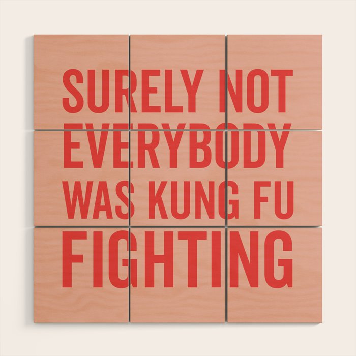 Surely Not Everybody Was Kung Fu Fighting, Funny Quote Wood Wall Art Gallery Image 1