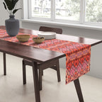 Bohemian Berber Orange Handmade Moroccan Fabric Texture Table Runner Gallery Image 2