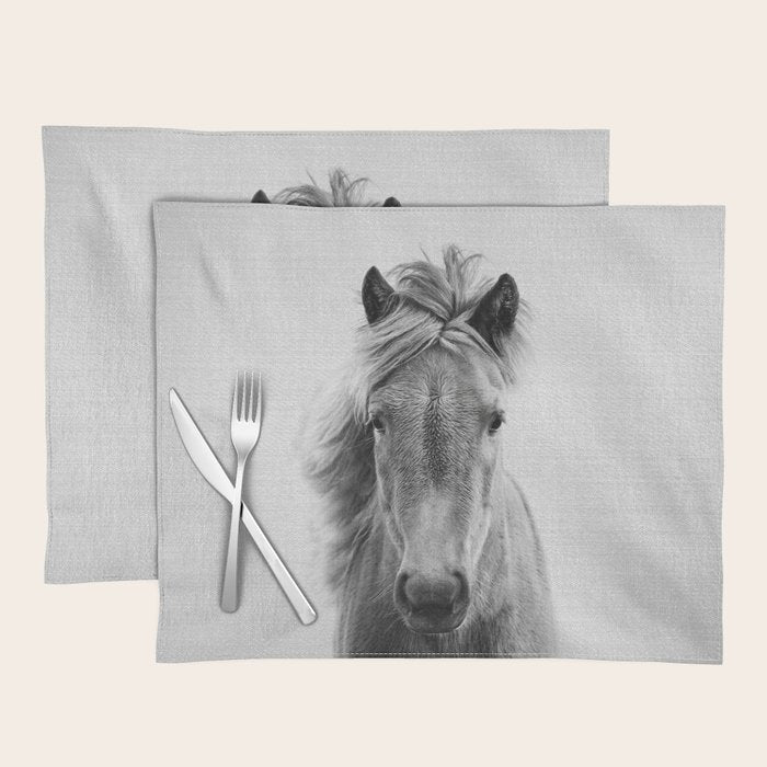 Wild Horse - Black & White Placemat Gallery Image 1