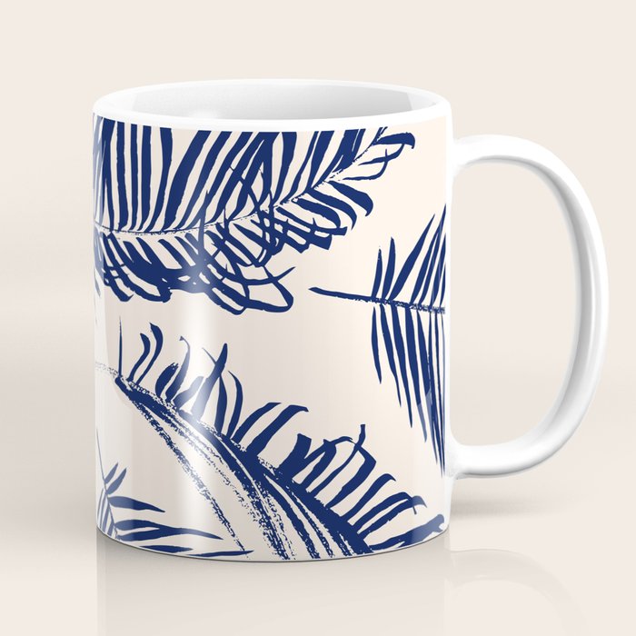 Blue Palm Leaves x Dry Brush Coffee Mug Gallery Image 1