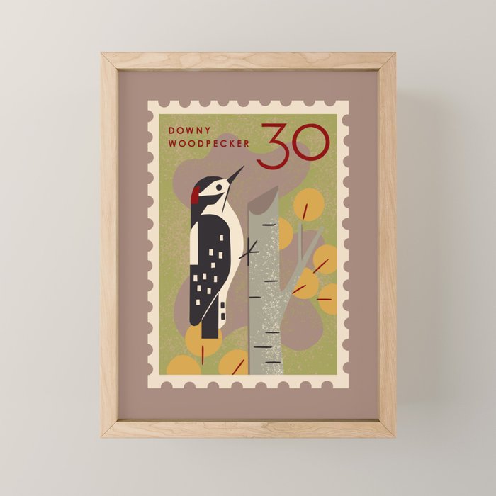 Woodpecker Postage Stamp Mini Art Print Gallery Image 1