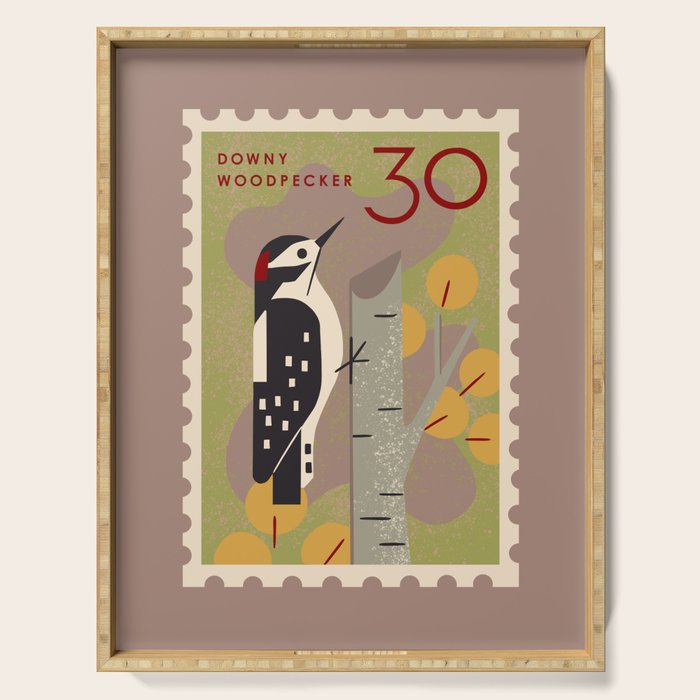 Woodpecker Postage Stamp Serving Tray Gallery Image 1