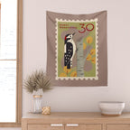 Woodpecker Postage Stamp Wall Tapestry Gallery Image 2