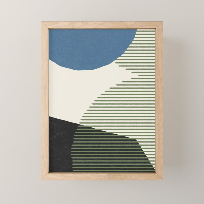 Lines Color Shapes - Blue Green Black Mini Art Print Gallery Image 1