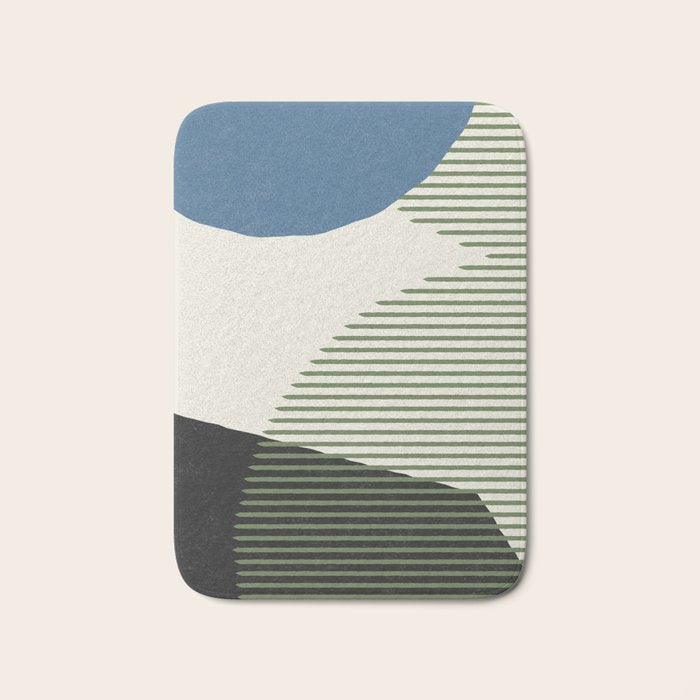Lines Color Shapes - Blue Green Black Bath Mat Gallery Image 1