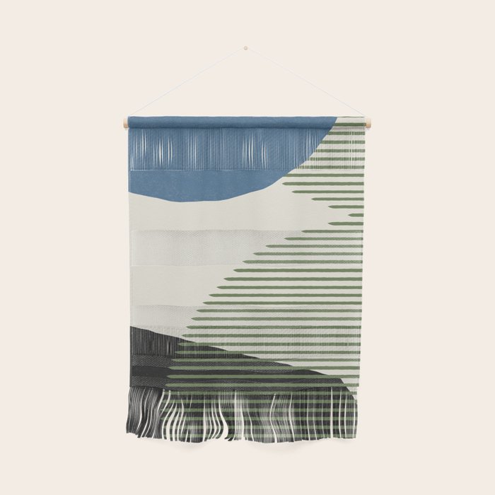 Lines Color Shapes - Blue Green Black Wall Hanging Gallery Image 1