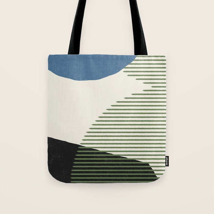 Lines Color Shapes - Blue Green Black Tote Bag Gallery Image 1