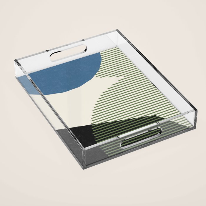 Lines Color Shapes - Blue Green Black Acrylic Tray Gallery Image 1
