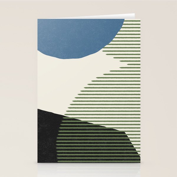 Lines Color Shapes - Blue Green Black Stationery Card Gallery Image 1