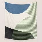 Lines Color Shapes - Blue Green Black Wall Tapestry Gallery Image 4