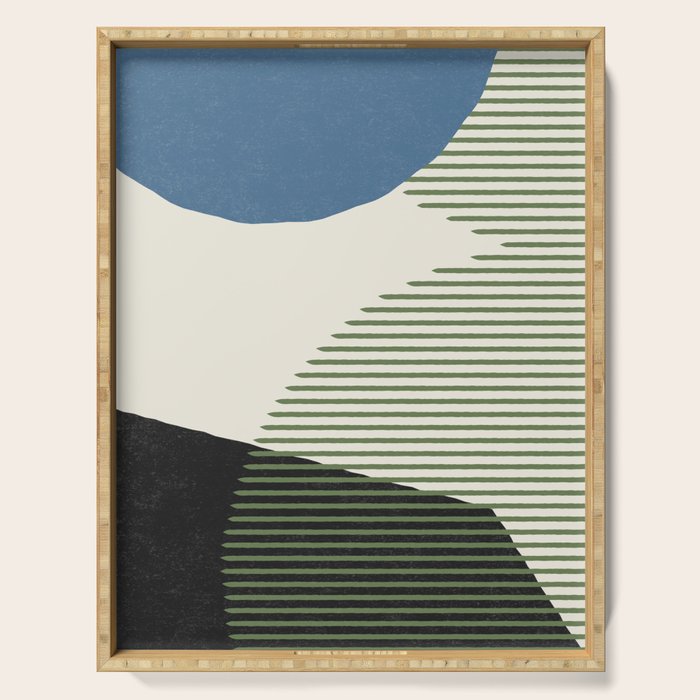 Lines Color Shapes - Blue Green Black Serving Tray Gallery Image 1