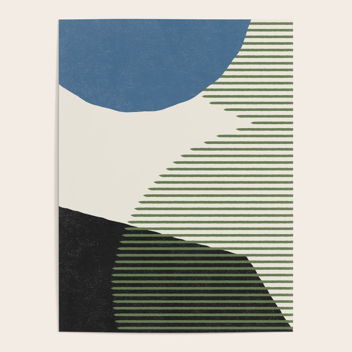 Lines Color Shapes - Blue Green Black Poster Gallery Image 1