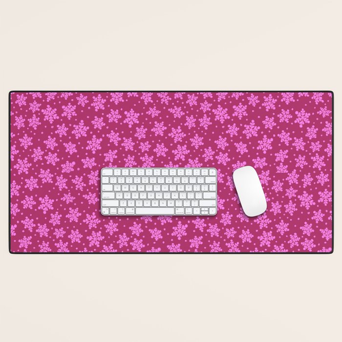 Pretty in Pink Winter Snowflakes Desk Mat Gallery Image 1