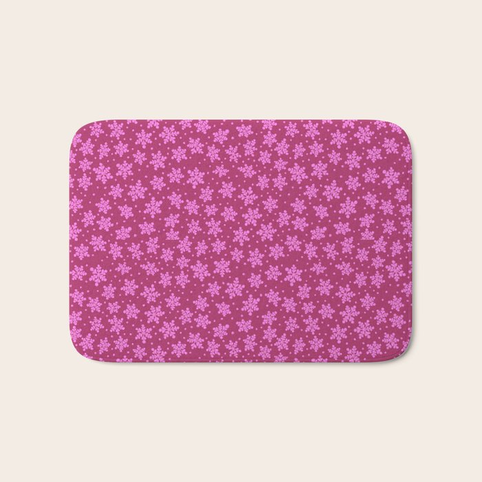 Pretty in Pink Winter Snowflakes Bath Mat Gallery Image 1