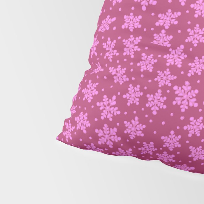 Pretty in Pink Winter Snowflakes Pillow Sham Gallery Image 4