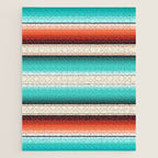 Navajo White, Turquoise and Burnt Orange Southwest Serape Blanket Stripes Jigsaw Puzzle Gallery Image 1