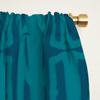 Organic Geometrics Pattern in Moroccan Teal Blue Tones Window Curtain Gallery Image 2