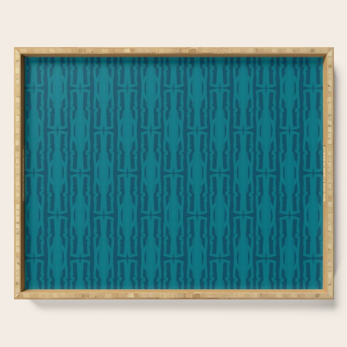 Organic Geometrics Pattern in Moroccan Teal Blue Tones Serving Tray Gallery Image 1