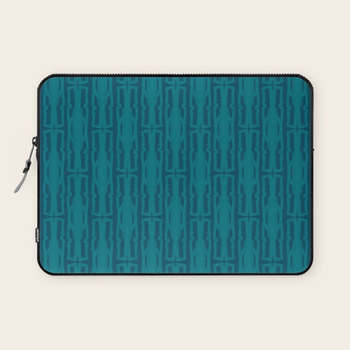 Organic Geometrics Pattern in Moroccan Teal Blue Tones Laptop Sleeve Gallery Image 1
