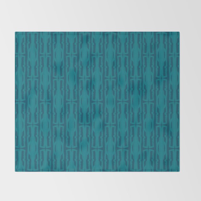Organic Geometrics Pattern in Moroccan Teal Blue Tones Throw Blanket Gallery Image 2