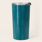 Organic Geometrics Pattern in Moroccan Teal Blue Tones Travel Mug Gallery Image 2