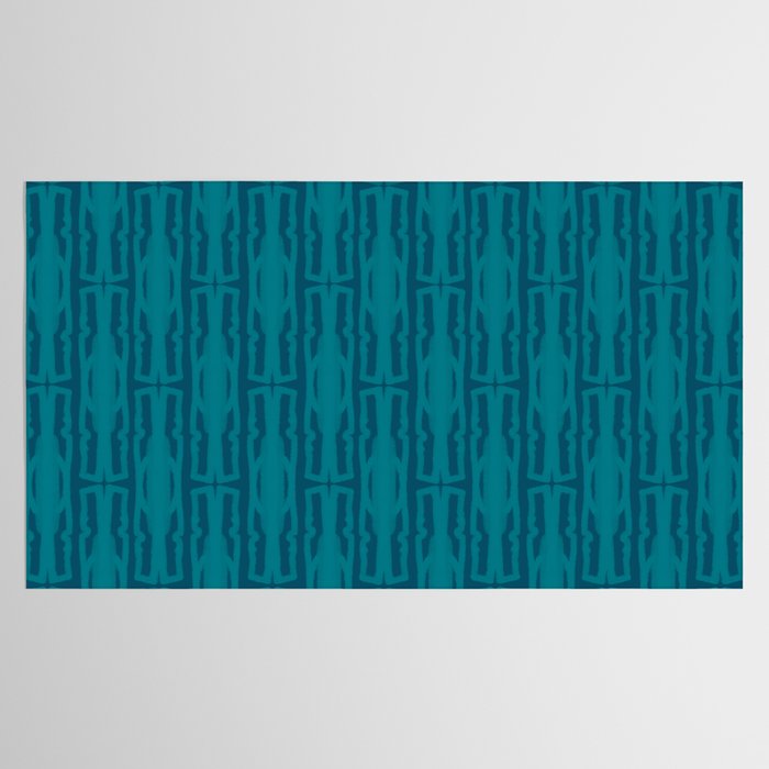 Organic Geometrics Pattern in Moroccan Teal Blue Tones Tablecloth Gallery Image 2