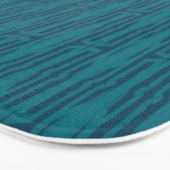 Organic Geometrics Pattern in Moroccan Teal Blue Tones Bath Mat Gallery Image 3