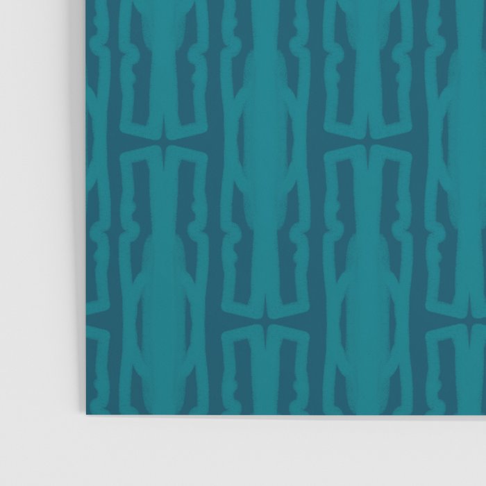 Organic Geometrics Pattern in Moroccan Teal Blue Tones Poster Gallery Image 3