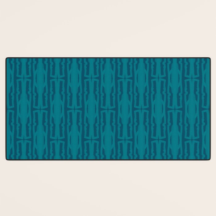 Organic Geometrics Pattern in Moroccan Teal Blue Tones Desk Mat Gallery Image 3