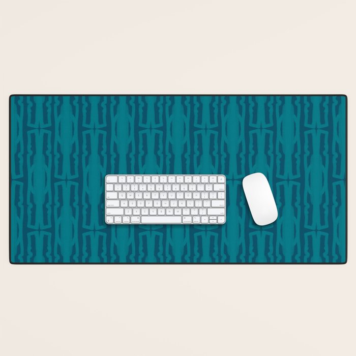 Organic Geometrics Pattern in Moroccan Teal Blue Tones Desk Mat Gallery Image 1