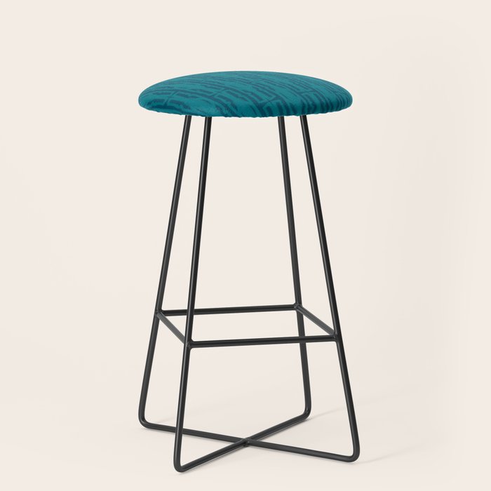 Organic Geometrics Pattern in Moroccan Teal Blue Tones Stool Gallery Image 1