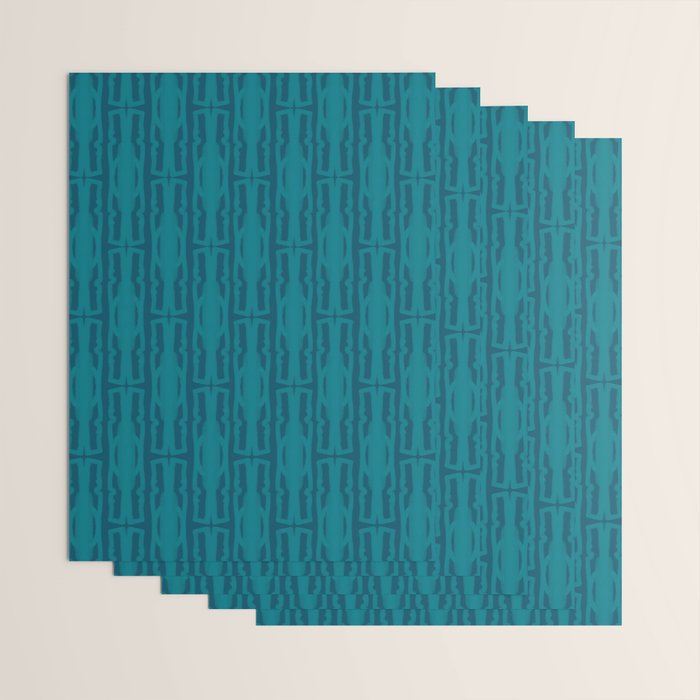 Organic Geometrics Pattern in Moroccan Teal Blue Tones Wrapping Paper Gallery Image 3