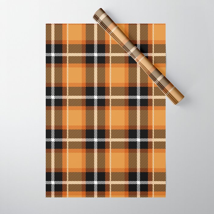 Orange + Black Plaid Wrapping Paper Gallery Image 1