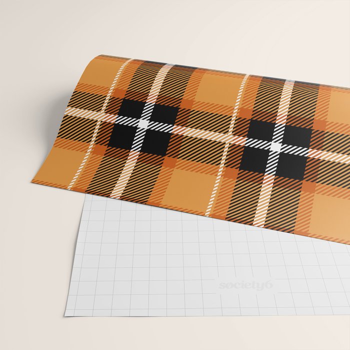 Orange + Black Plaid Wrapping Paper Gallery Image 2