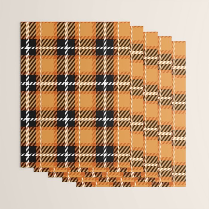 Orange + Black Plaid Wrapping Paper Gallery Image 3