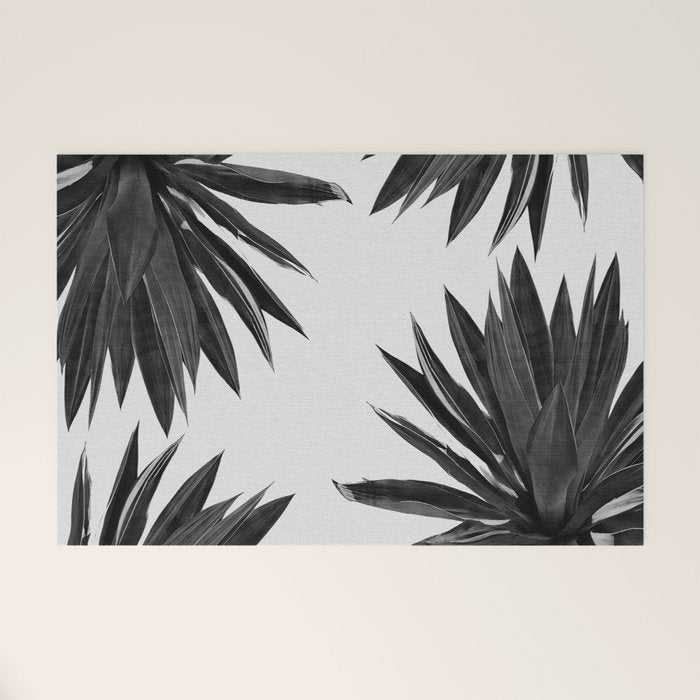Agave Cactus Black & White Welcome Mat Gallery Image 1
