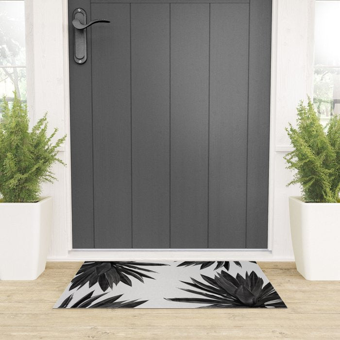 Agave Cactus Black & White Welcome Mat Gallery Image 3