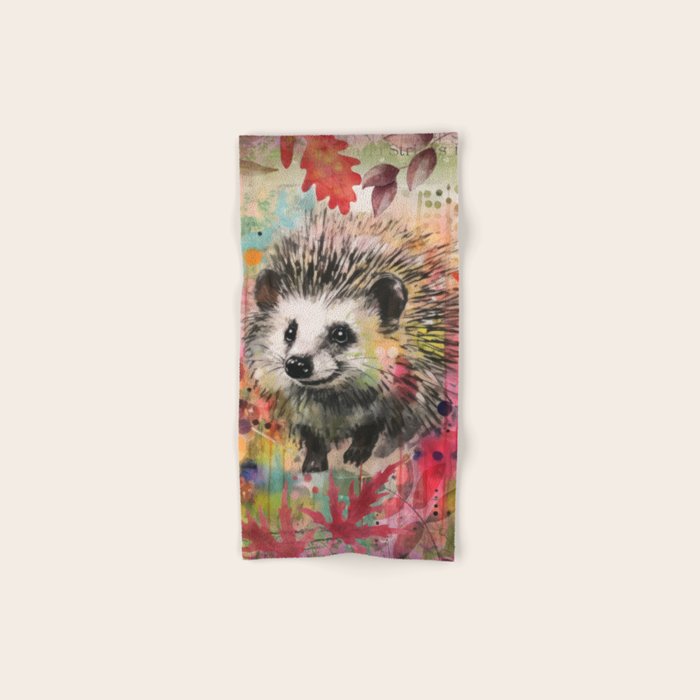 Colorful Hedgehoog Garden Indian Summer Flora And Wildlife Bath Towel Gallery Image 1