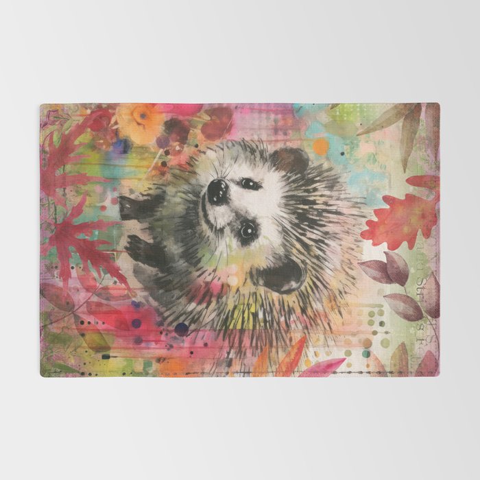 Colorful Hedgehoog Garden Indian Summer Flora And Wildlife Rug Gallery Image 2