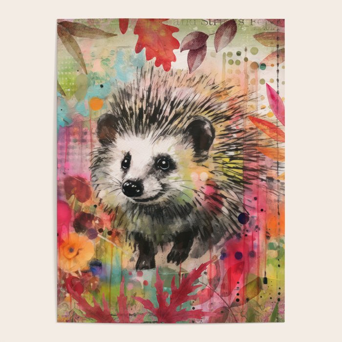 Colorful Hedgehoog Garden Indian Summer Flora And Wildlife Poster Gallery Image 4