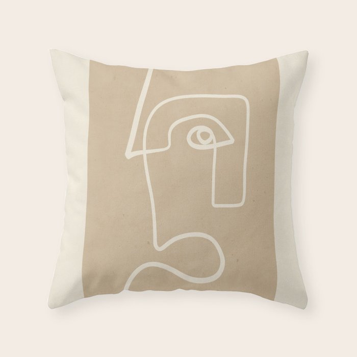 Abstract line art / Face 7 Throw Pillow Gallery Image 1